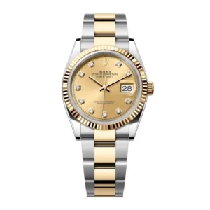Rolex Datejust 36mm (Oystersteel and yellow gold features a champagne colour, diamond-set)