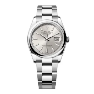 Datejust 36 in Oystersteel features a silver