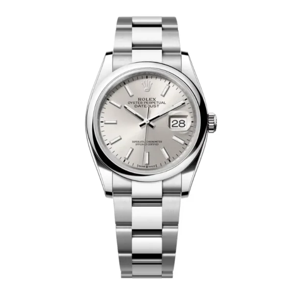 Datejust 36 in Oystersteel features a silver