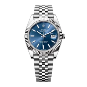 Datejust 41 in Oystersteel and white gold features a bright blue