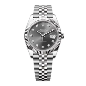 Datejust 41 in Oystersteel and white gold features a slate diamond set