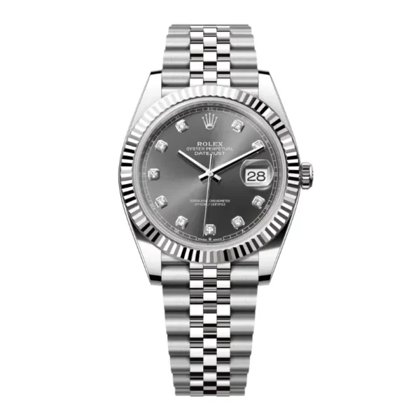 Datejust 41 in Oystersteel and white gold features a slate diamond set