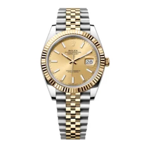 Datejust 41 in Oystersteel and yellow gold features a champagne colour