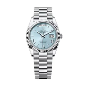 Day-Date 36 in platinum with an ice-blue