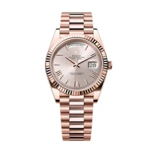 Day-Date 40 in 18 kt Everose gold with a sundust