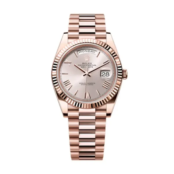 Day-Date 40 in 18 kt Everose gold with a sundust