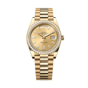 Day-Date 40 in 18 kt yellow gold, with a champagne colour diamond-set