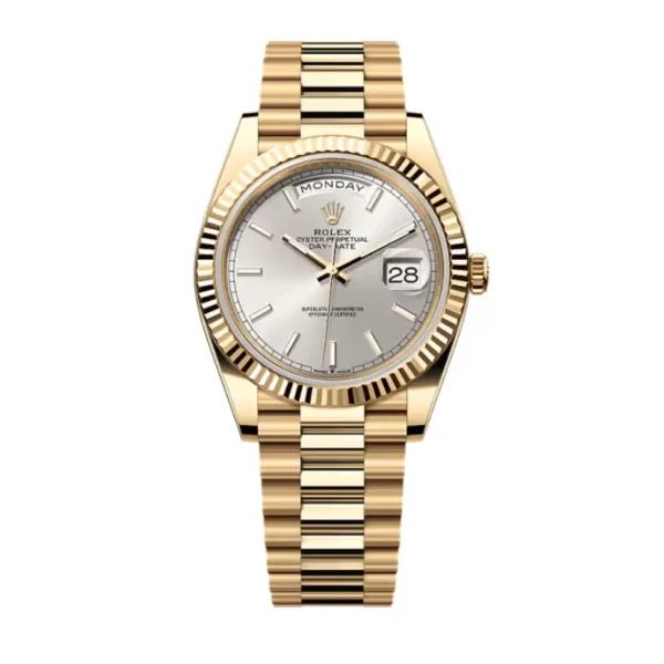 Day-Date 40 in 18 kt yellow gold with a silver