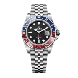 GMT-Master II in Oystersteel with a black