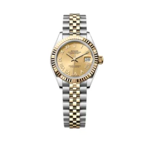 Lady-Datejust in Oystersteel and yellow gold features a champagne-colour