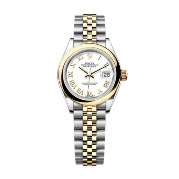 Lady-Datejust in Oystersteel and yellow gold features a white