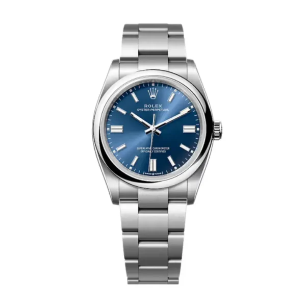 Oyster Perpetual 36 with a bright blue