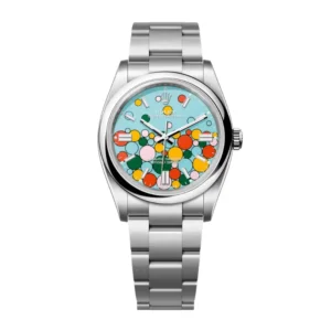 Oyster Perpetual 36 with a turquoise blue Celebration-motif