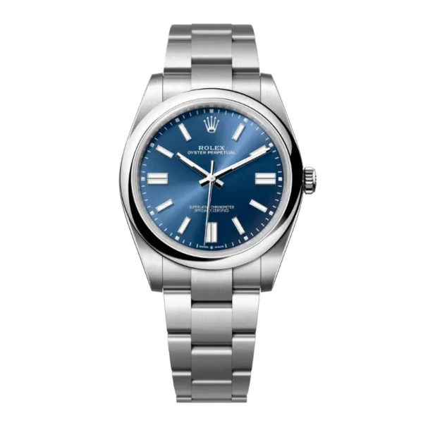 Oyster Perpetual 41 with a bright blue