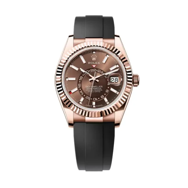Sky-Dweller in 18 kt Everose gold with a chocolate