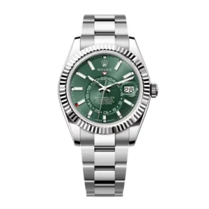 Sky-Dweller in Oystersteel and white gold with a mint green